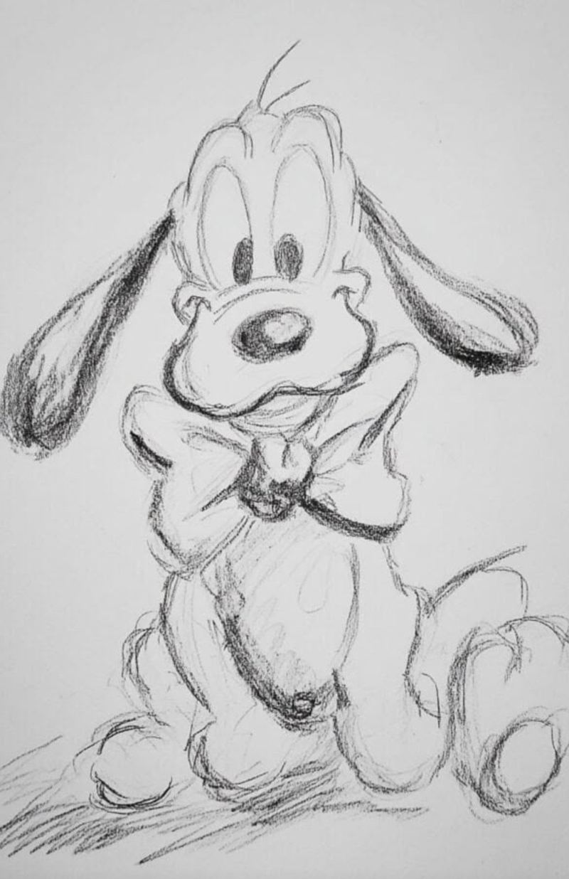Pencil sketch of Pluto the cartoon dog