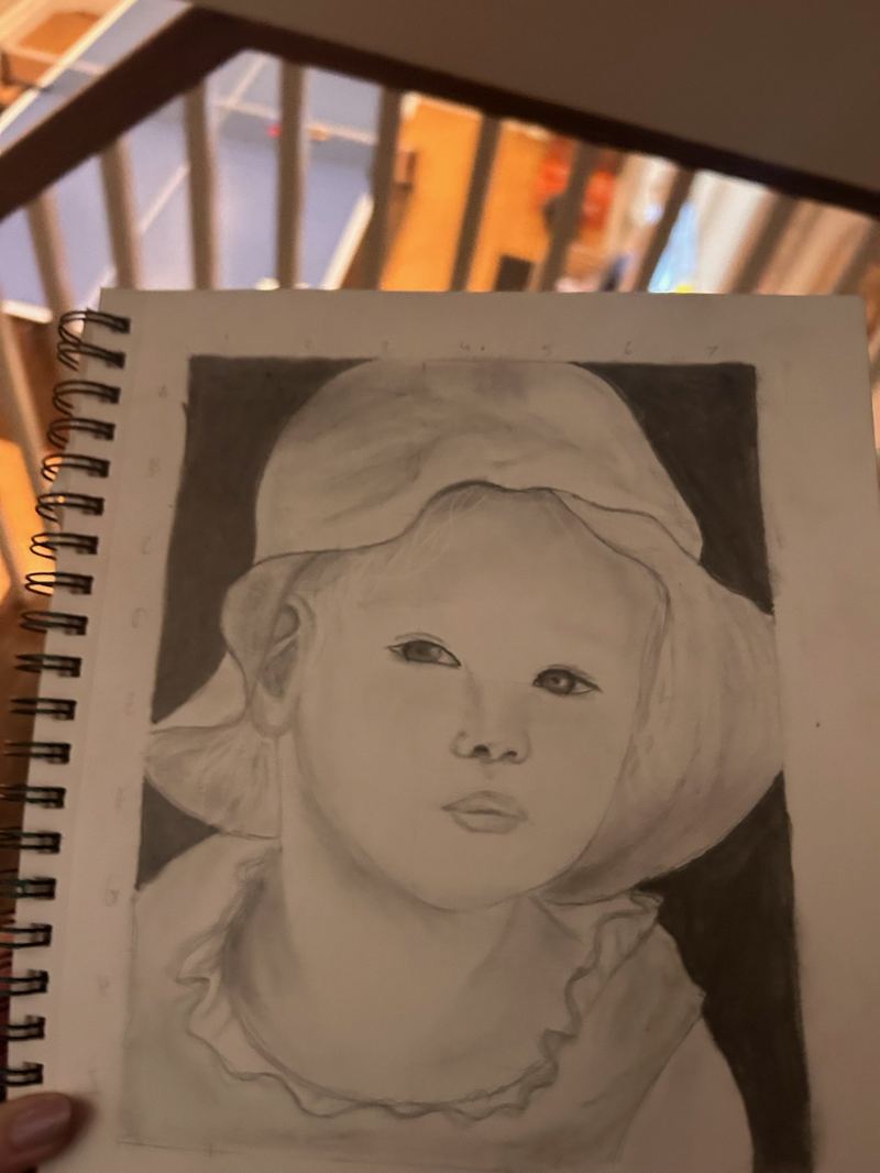 Pencil study sketch of facial features