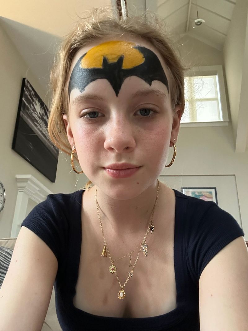 Bat silhouette face paint design